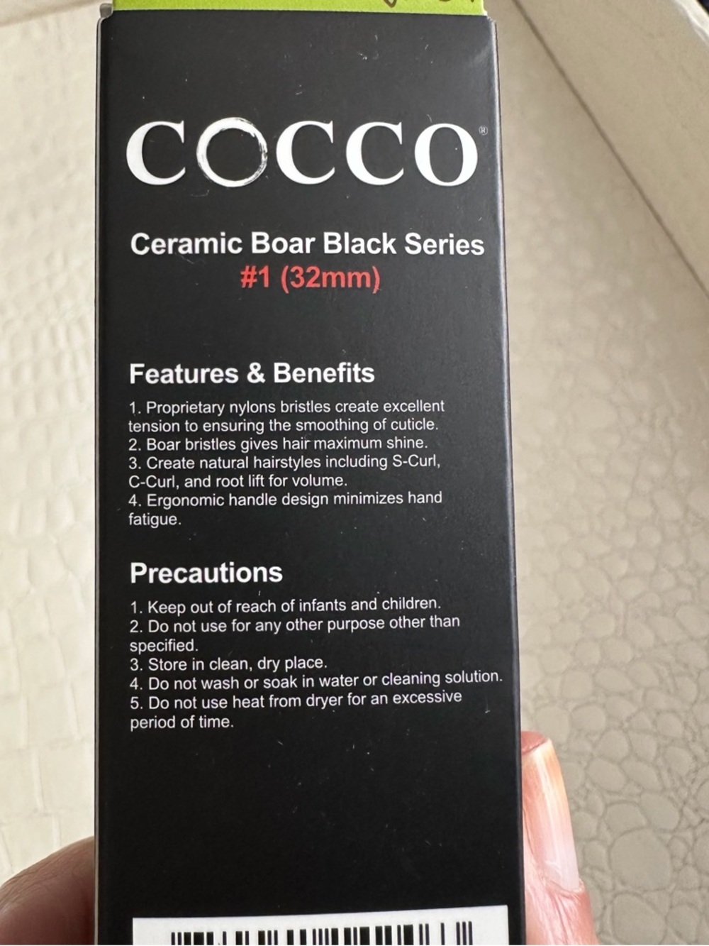 COCCO Round Brush Black Series Ceramic Boar Brush - Black Size 1 32mm #UC8-1 - Picture 4 of 11